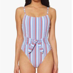 NWT Jessica Simpson Stripe Tie Front Cheeky One Piece Size Small